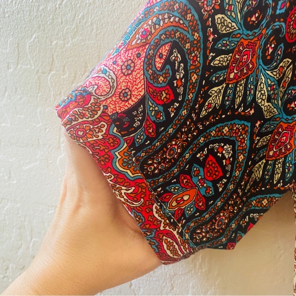 Luv A Blusa Cream Red Paisley Boho Midi Dress - Picture 2 of 7